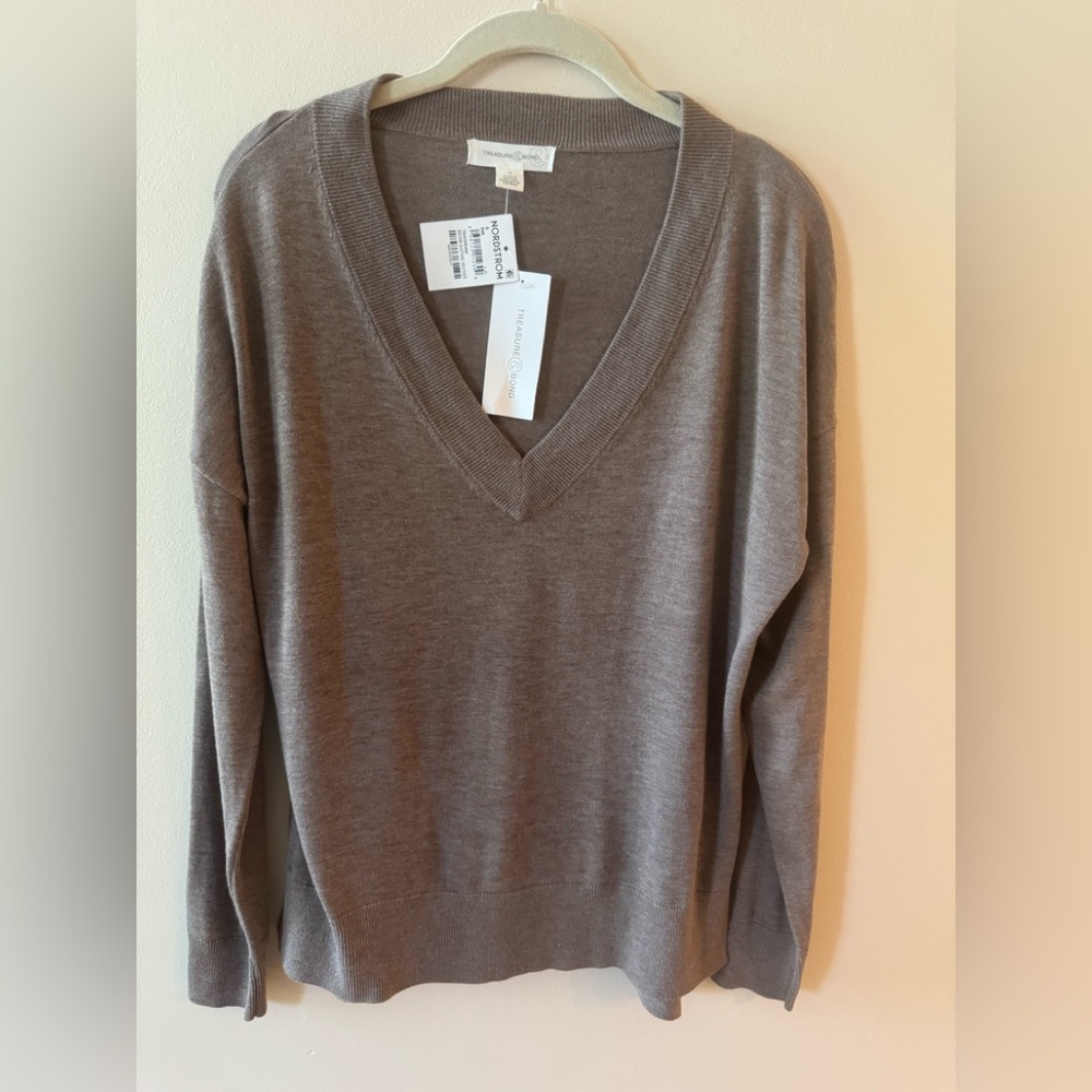 Treasure & Bond Brown V-Neck Sweater